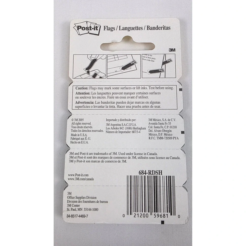 Post-it Sign Here Flags Lot of 3 Red (240 Total) 0.47x1.7 Arrow Labels Office